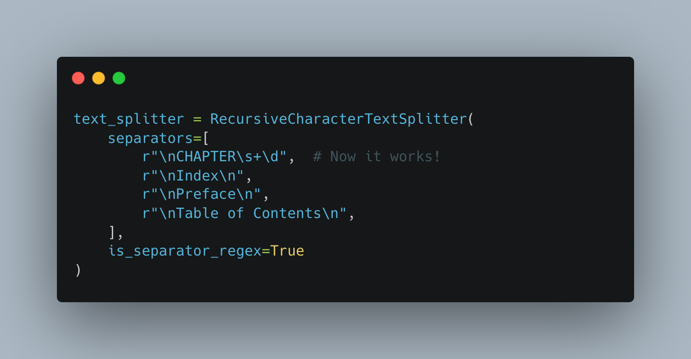 TIL: R-strings Are Essential for Regex Pattern Matching with RecursiveCharacterTextSplitter